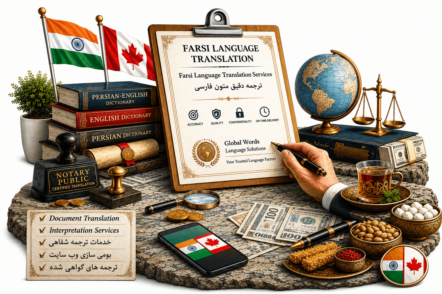 Professional Farsi Language Translation Services with certified Persian translators for document translation, interpretation, localization, and multilingual language solutions.