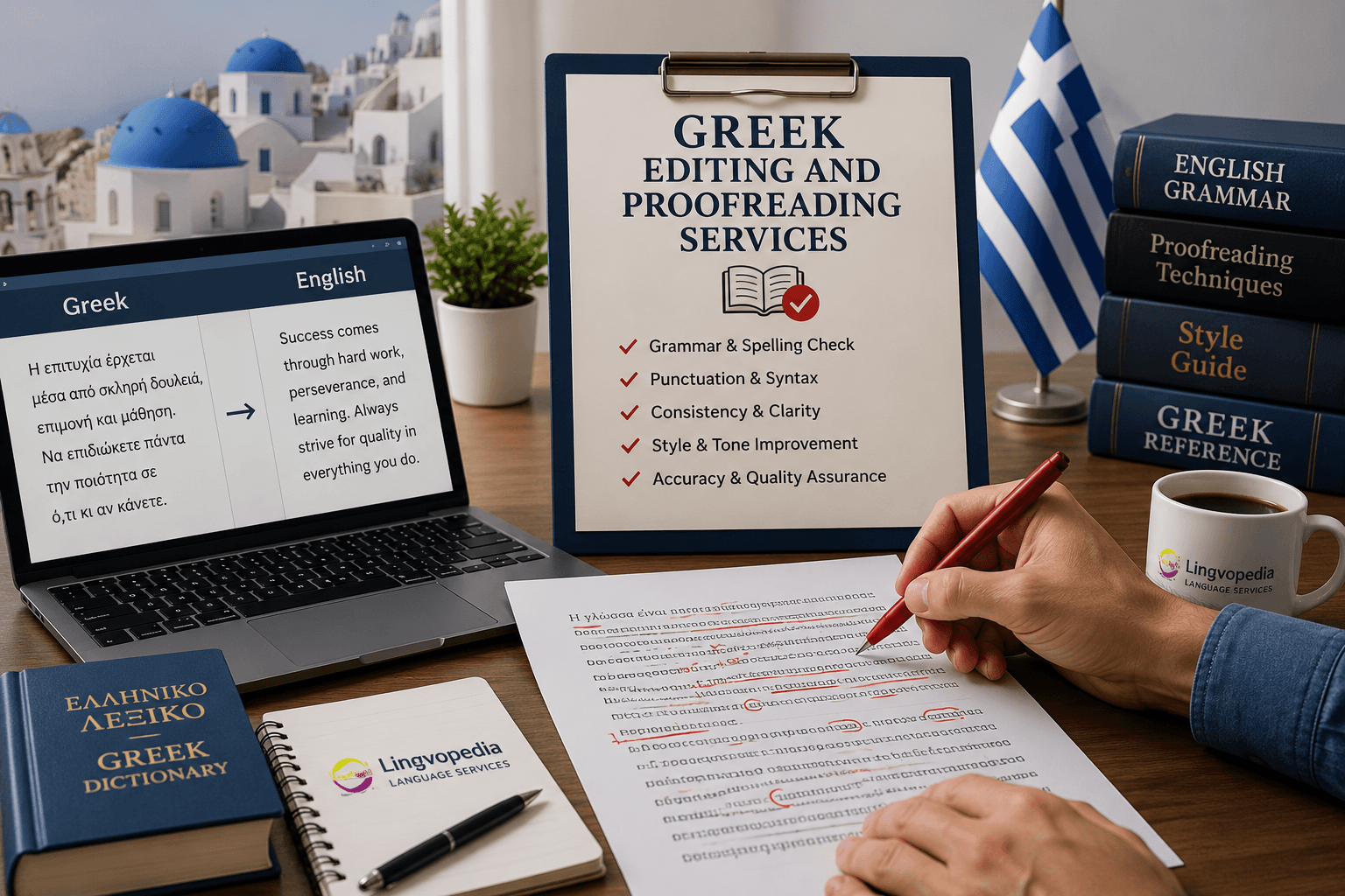 Greek Editing and Proofreading Services by native Greek language experts for grammar correction, proofreading, editing, and quality assurance.