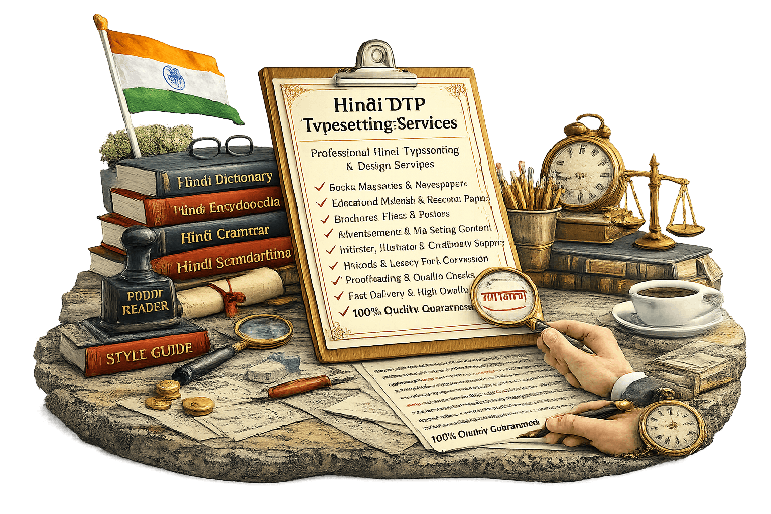 Professional Hindi DTP Typesetting Services by Lingvopedia for books, magazines, brochures, newspapers, Unicode conversion, and multilingual publishing projects.