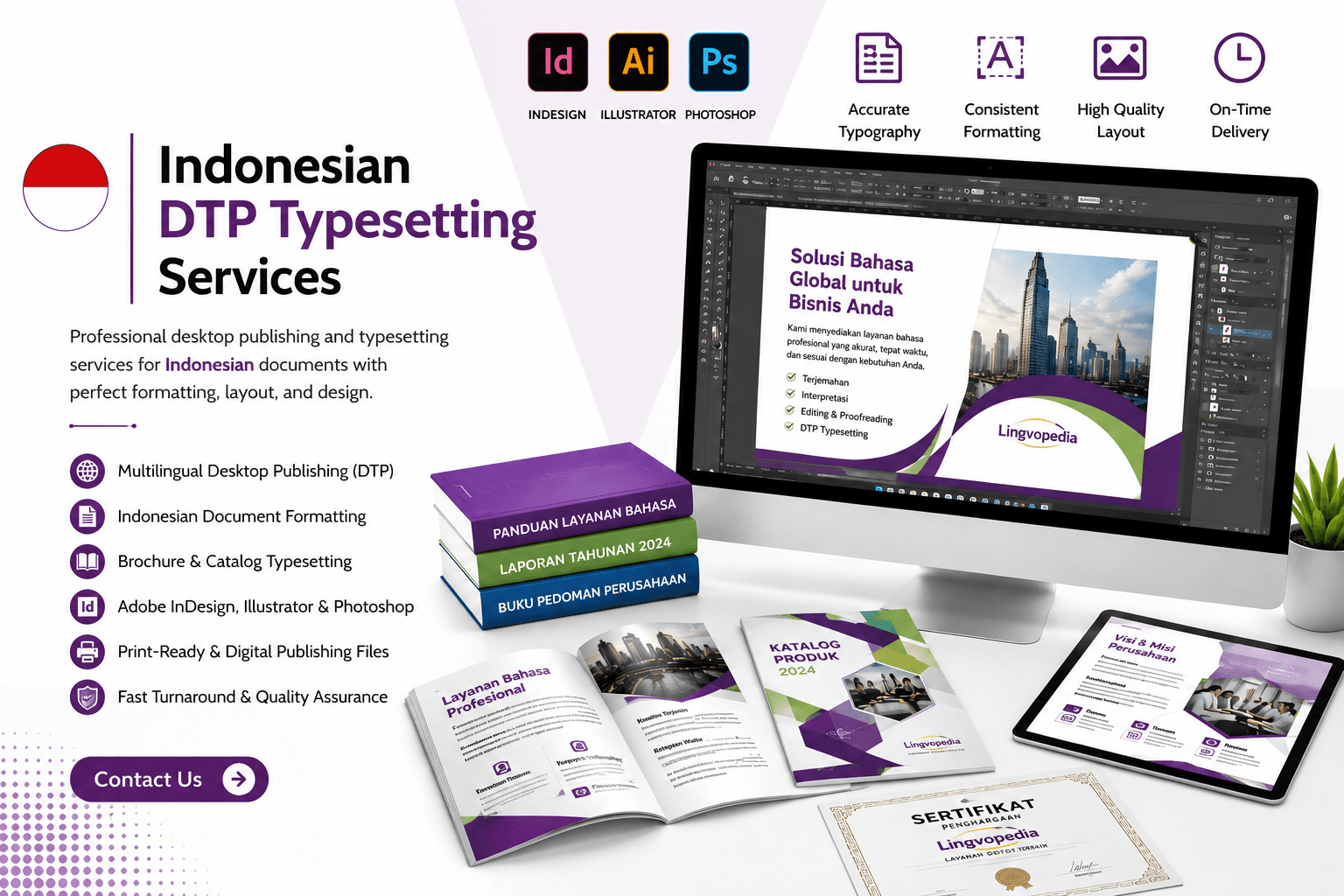 Indonesian DTP Typesetting Services for Multilingual Documents and Publishing Projects