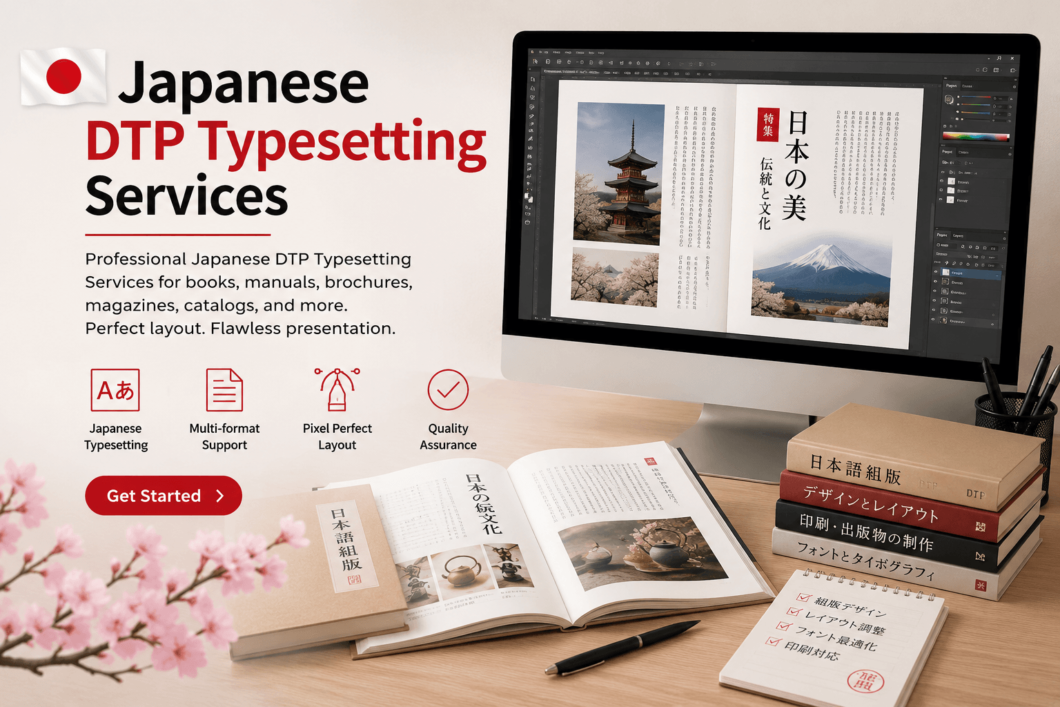 Japanese DTP Typesetting Services for multilingual publishing, document formatting, and professional page layout design