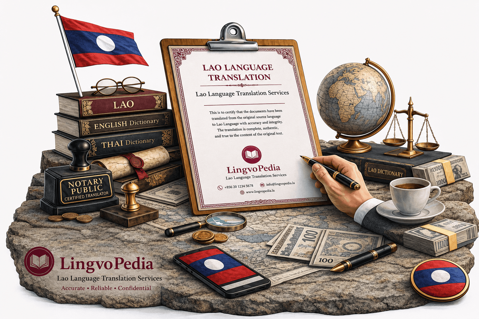 Professional Lao Language Translation Services by Lingvopedia for legal, business, technical, medical, and certified document translation.