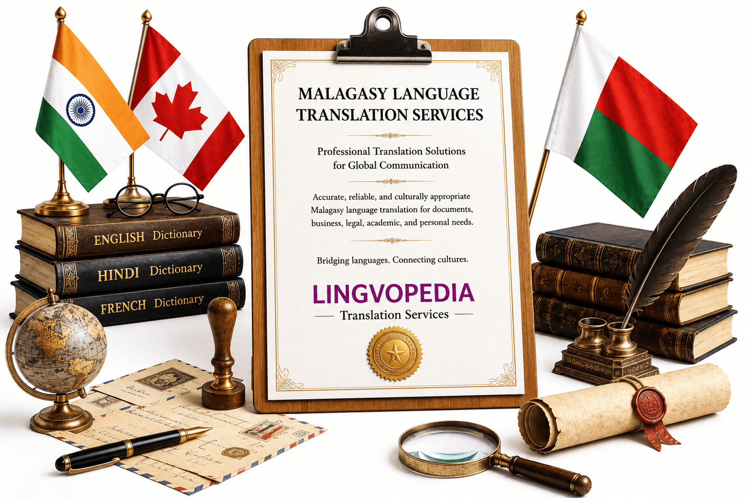 Professional Malagasy Language Translation Services by Lingvopedia for legal, business, academic, immigration, and certified document translation.