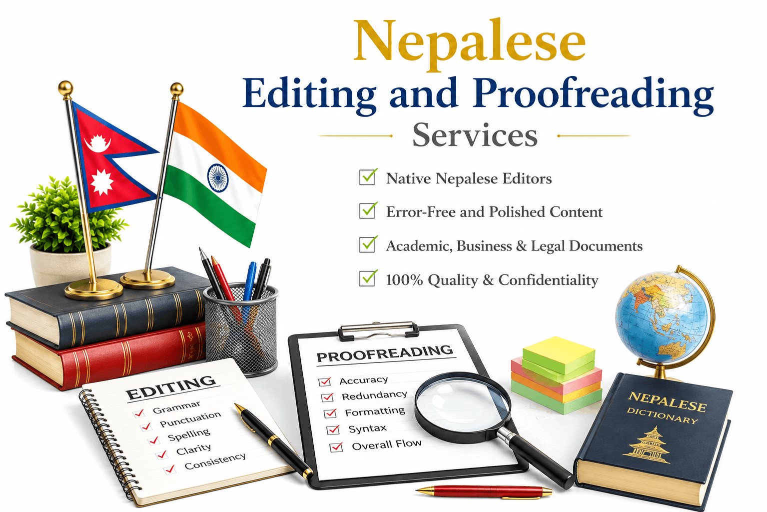 Professional Nepalese Editing and Proofreading Services by Lingvopedia for business, legal, academic, technical and website content with native Nepalese editors.