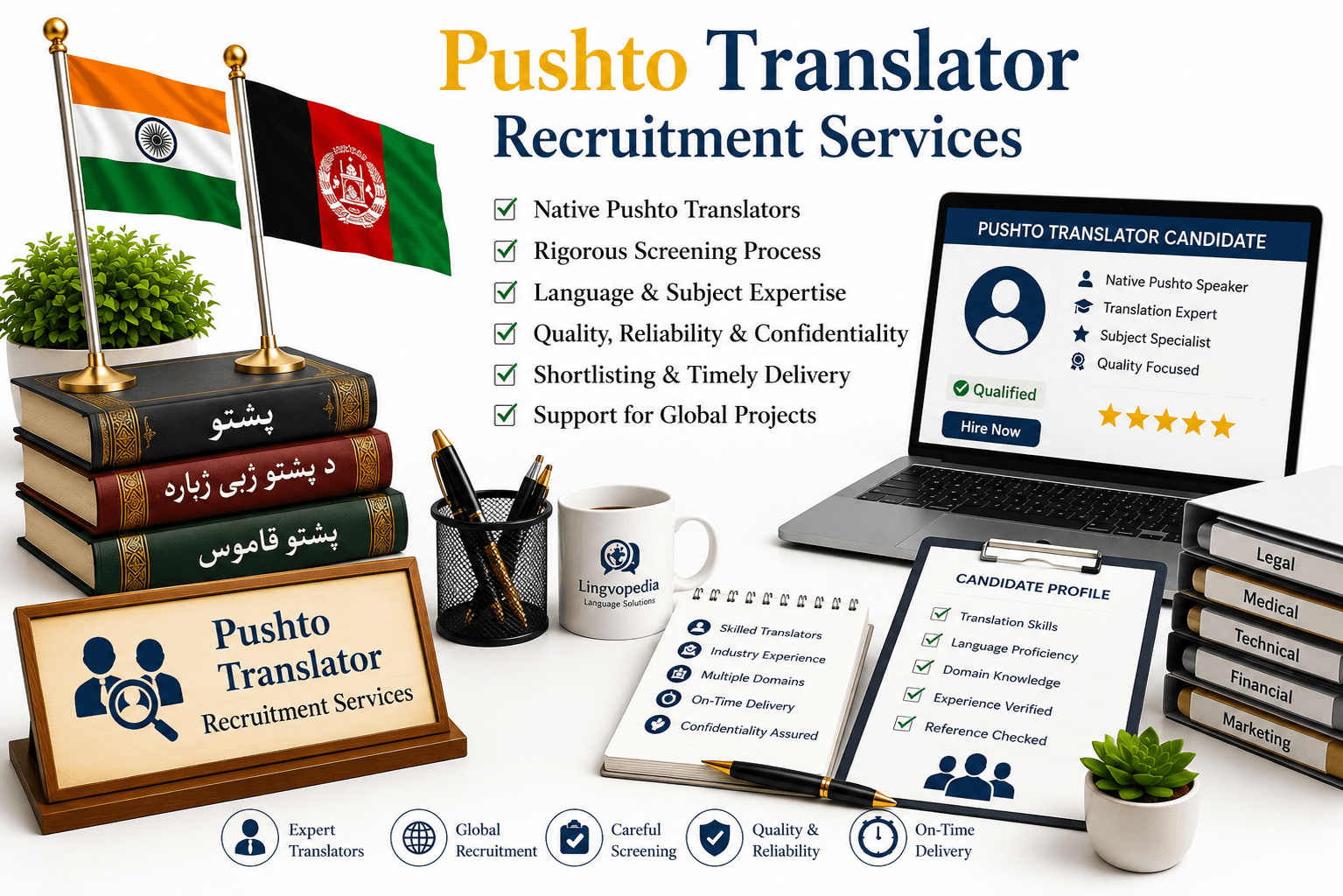 Professional Pushto Translator Recruitment Services by Lingvopedia for hiring skilled native Pushto translators across legal, medical, technical, financial, academic, and business sectors.