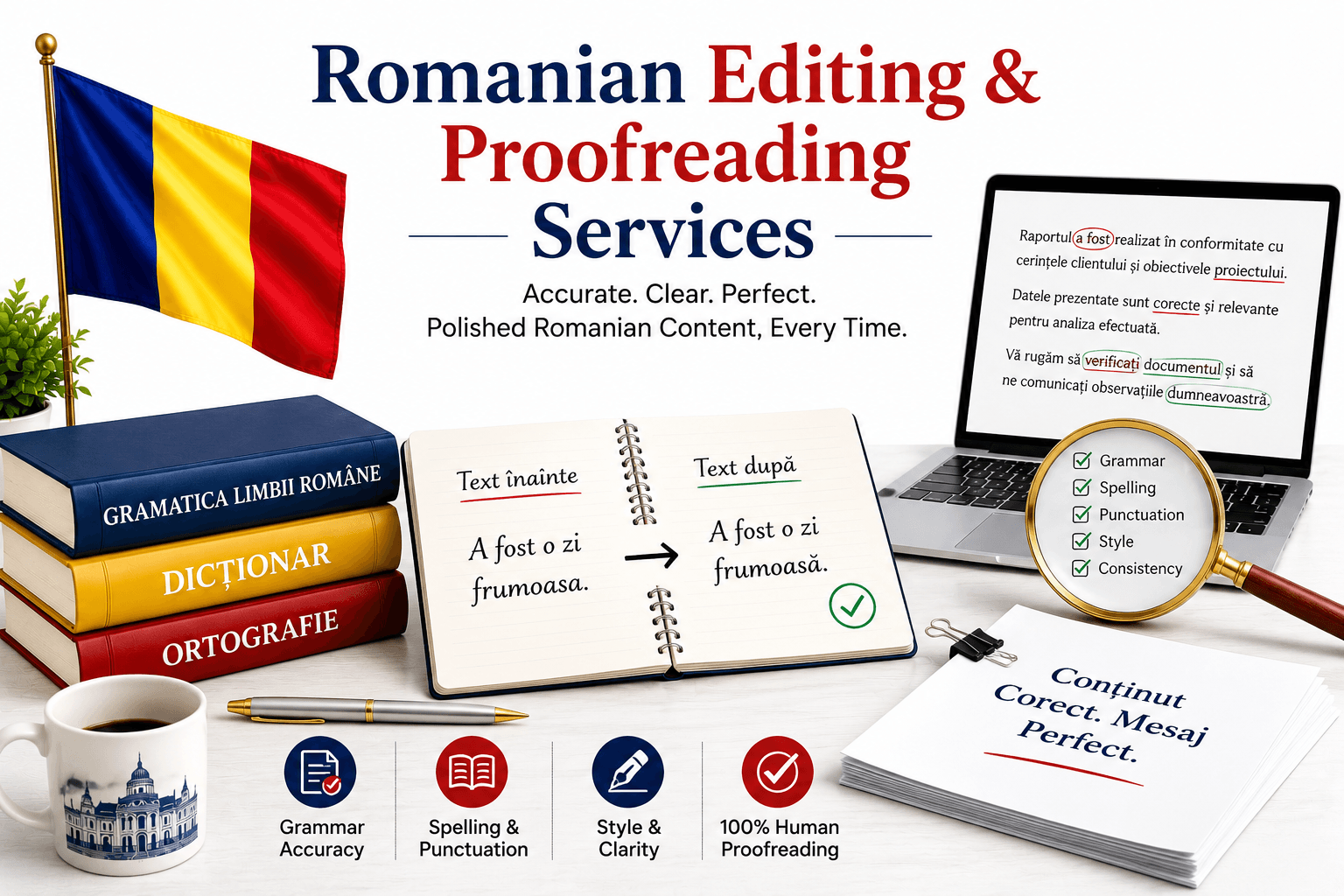 Professional Romanian Editing and Proofreading Services by Lingvopedia for legal, business, technical, academic, and website content.