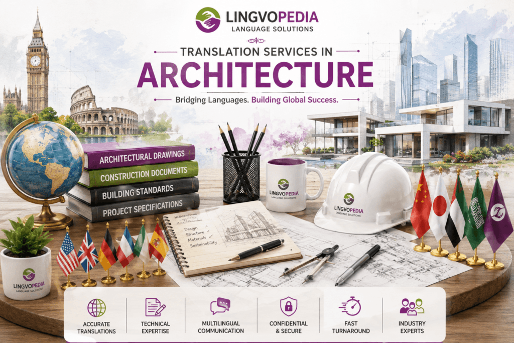Professional Architecture Translation Services for blueprints, construction documents, BIM files, and technical drawings by Lingvopedia.