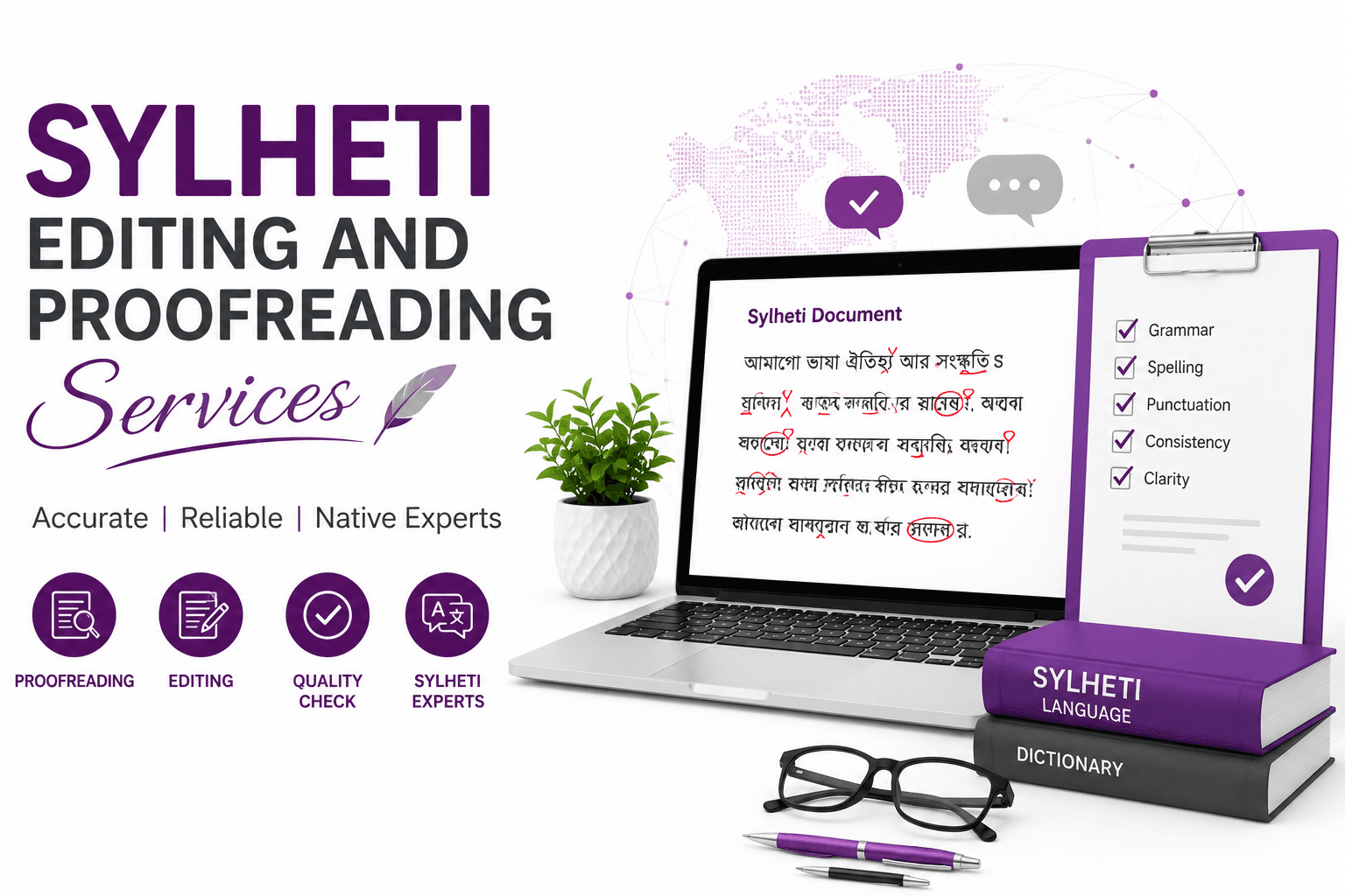 Professional Sylheti Editing and Proofreading Services by Lingvopedia for accurate grammar, spelling, punctuation, and quality review by native language experts.