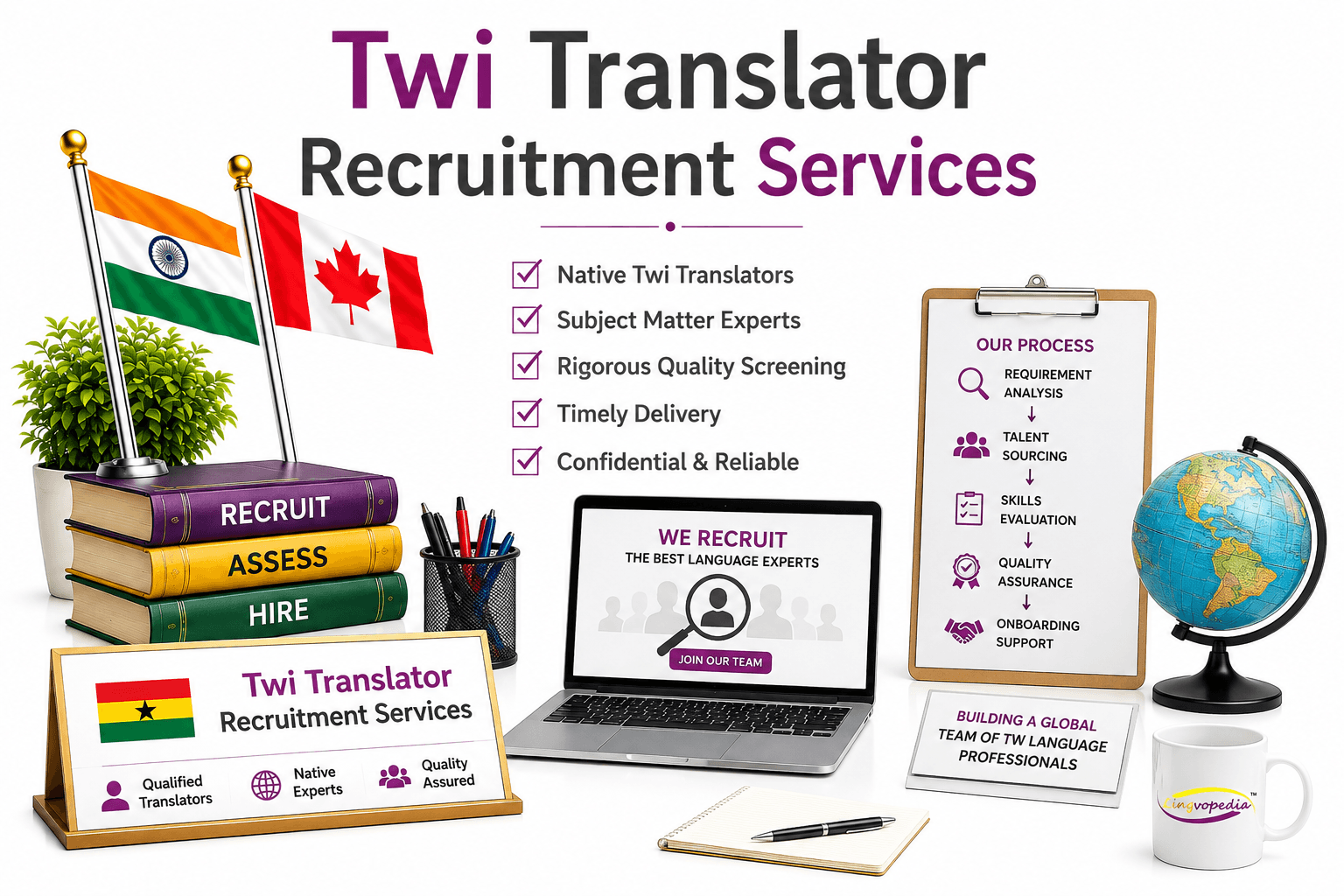 Professional Twi Translator Recruitment Services for hiring native Twi translators, interpreters, proofreaders, localization experts, and multilingual language professionals.